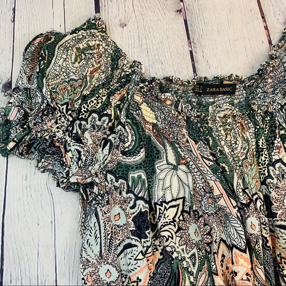 Zara | Basic Peasant Paisley Top Size S - Picture 2 of 6